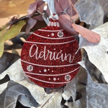 Bola de navidad rojo glitter lineas
