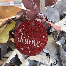 Bola de navidad rojo glitter estrellas
